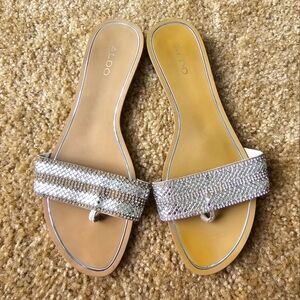 ALDO CADILINNA Embellished Sandals Silver Size 6.5